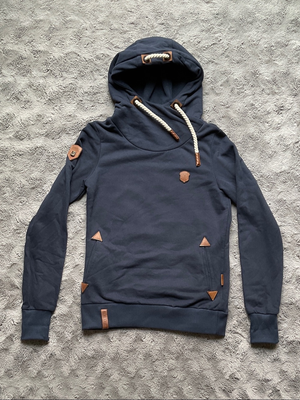 Naketano Women's Navy Crewneck Hoodie with Rope Drawcord